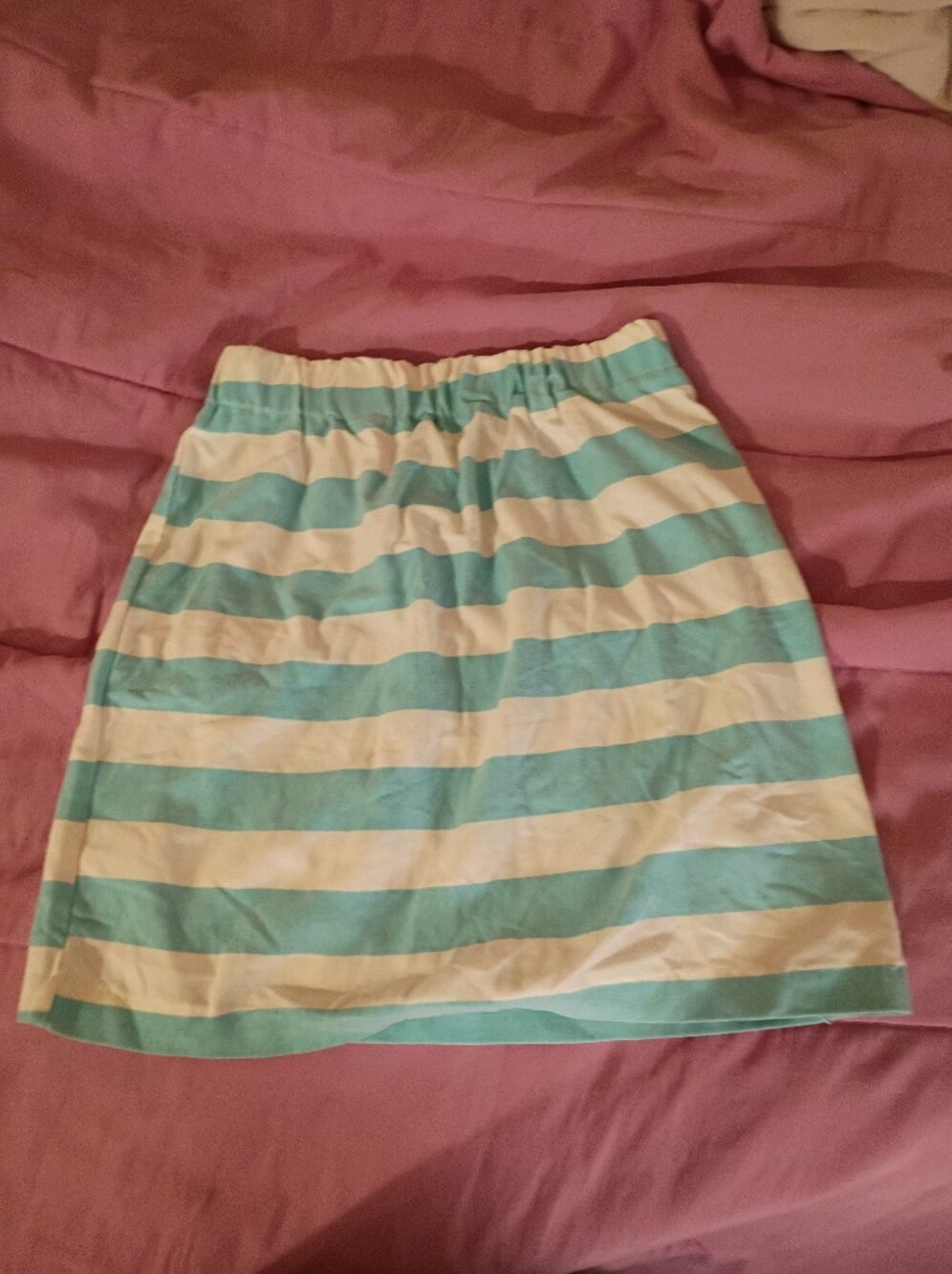 Vintage Turquoise Striped Pencil Skirt